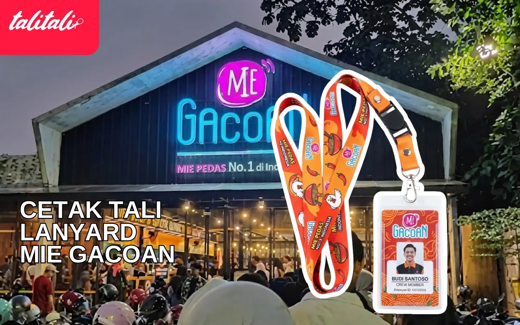 Cetak Tali Lanyard Mie Gacoan (Print Cepat, Free Ongkir)